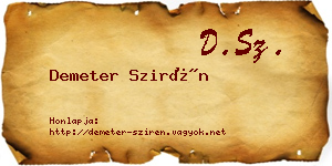 Demeter Szirén névjegykártya